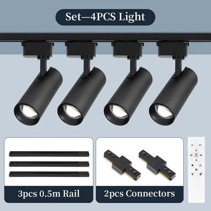 Spot Eclairage LED Dimmable sur Rail Aluminium avec Télécommande, Lumière Chaude et Neutre - Luminous Place