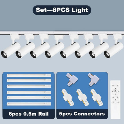 Spot Eclairage LED Dimmable sur Rail Aluminium avec Télécommande, Lumière Chaude et Neutre - Luminous Place