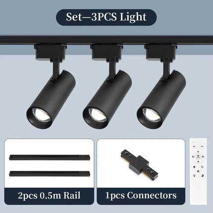 Spot Eclairage LED Dimmable sur Rail Aluminium avec Télécommande, Lumière Chaude et Neutre - Luminous Place