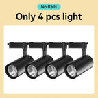 pas de rails Noir 4PCS / 12W Lumière Froide