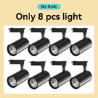 pas de rails Noir 8PCS / 12W Lumière Froide