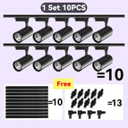 10 Lumières set Noir / 12W Lumière Froide