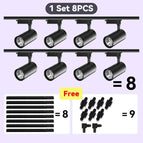 8 Lumières set Noir / 12W Lumière Froide