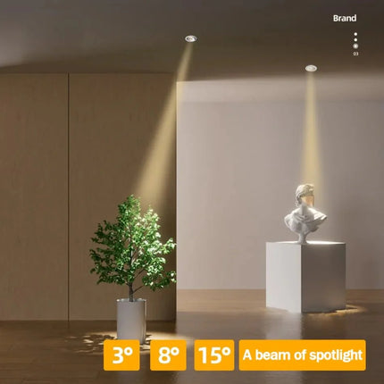 Spot Eclairage Plafonnier LED Encastré COB Aluminium Angle Étroit 3° - 15° - Luminous Place