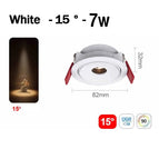 Blanc 7W  15 degré / 4000K Lumière Neutre