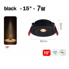 Noir 7W  15 degré / 3000K Lumière chaude