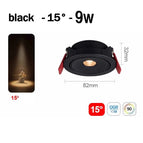 Noir 9W 15 degré / 4000K Lumière Neutre