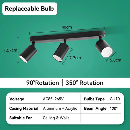 Spot Eclairage LED GU10 Rotatif en Aluminium pour Intérieur Moderne - Luminous Place