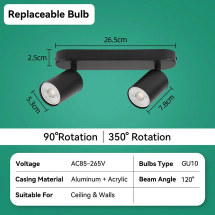 Spot Eclairage LED GU10 Rotatif en Aluminium pour Intérieur Moderne - Luminous Place