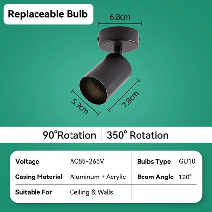 Spot Eclairage LED GU10 Rotatif en Aluminium pour Intérieur Moderne - Luminous Place
