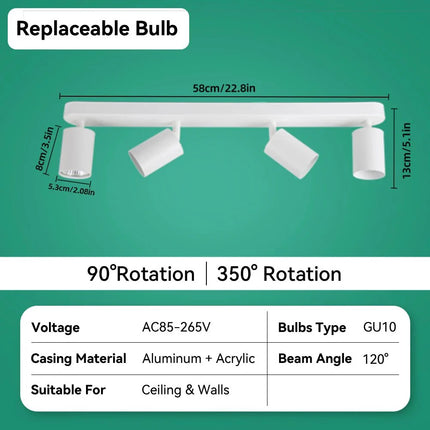 Spot Eclairage LED GU10 Rotatif en Aluminium pour Intérieur Moderne - Luminous Place