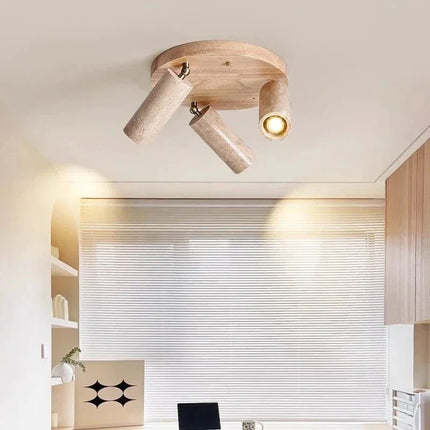 Spot Eclairage LED 3 Têtes Rotatif Bois Naturel Surface Murale - Luminous Place