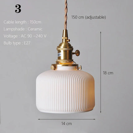 Suspension japonaise en céramique traditionnelle, éclairage chaleureux pour cuisine et salle à manger