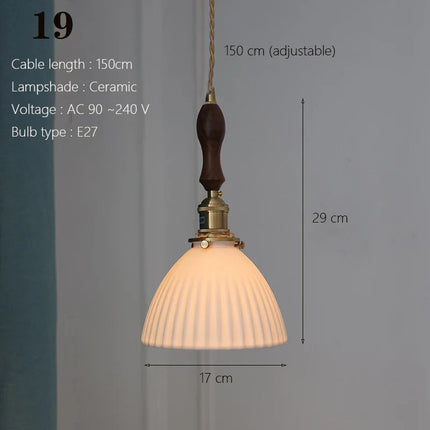 Suspension japonaise en céramique traditionnelle, éclairage chaleureux pour cuisine et salle à manger