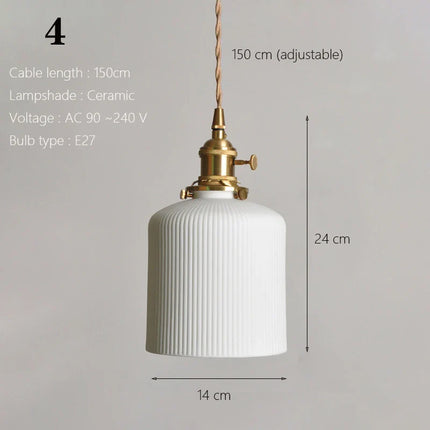 Suspension japonaise en céramique traditionnelle, éclairage chaleureux pour cuisine et salle à manger