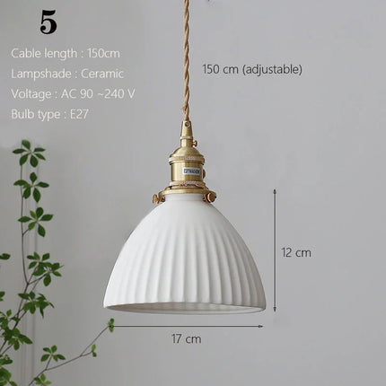 Suspension japonaise en céramique traditionnelle, éclairage chaleureux pour cuisine et salle à manger