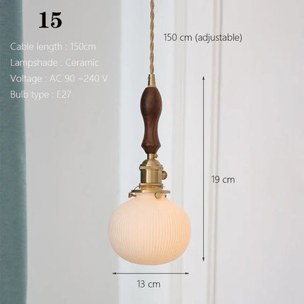 Suspension japonaise en céramique traditionnelle, éclairage chaleureux pour cuisine et salle à manger