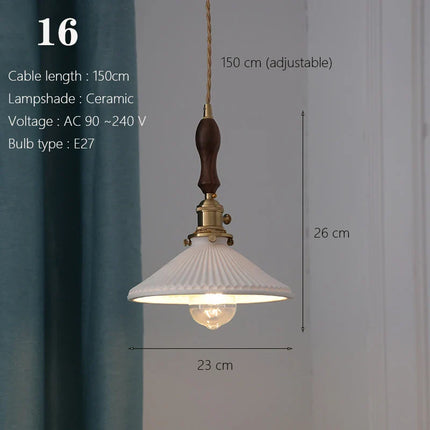 Suspension japonaise en céramique traditionnelle, éclairage chaleureux pour cuisine et salle à manger