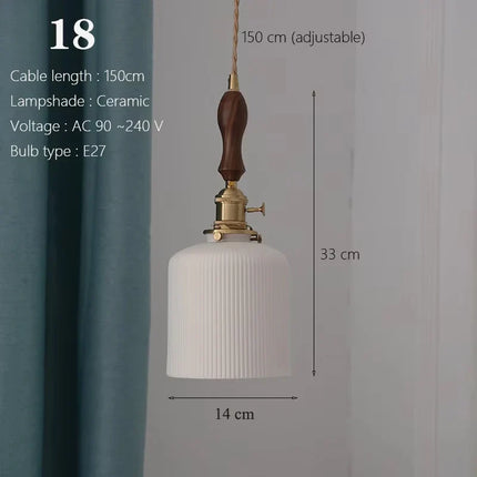 Suspension japonaise en céramique traditionnelle, éclairage chaleureux pour cuisine et salle à manger