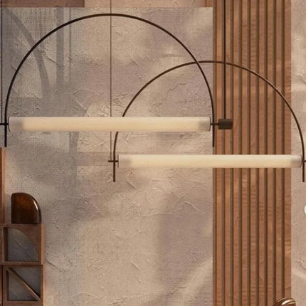 Suspension LED design moderne minimaliste en alliage chrome poli pour intérieur