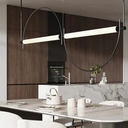 Suspension LED design moderne minimaliste en alliage chrome poli pour intérieur