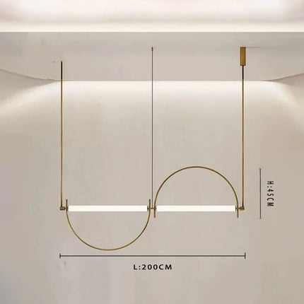 Suspension LED design moderne minimaliste en alliage chrome poli pour intérieur