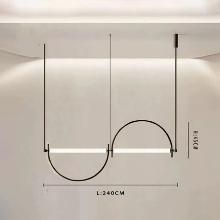 Suspension LED design moderne minimaliste en alliage chrome poli pour intérieur