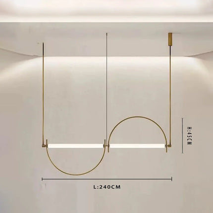Suspension LED design moderne minimaliste en alliage chrome poli pour intérieur
