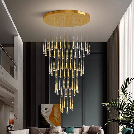 Suspension lustre en cristal LED moderne pour salon et escalier