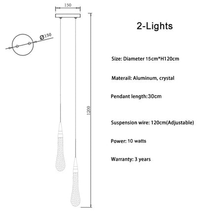 Suspension lustre en cristal LED moderne pour salon et escalier