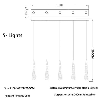 Suspension lustre en cristal LED moderne pour salon et escalier