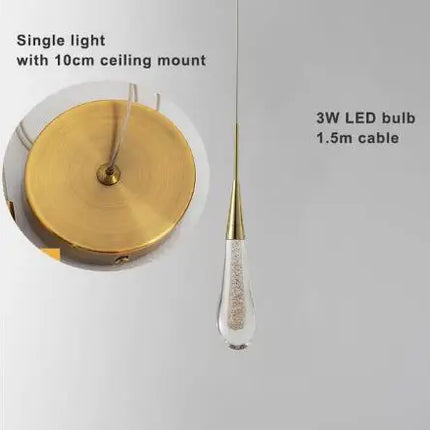 Suspension lustre en cristal LED moderne pour salon et escalier