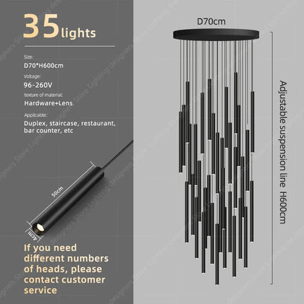 Suspension minimaliste en cristal pour escalier, lumière LED moderne
