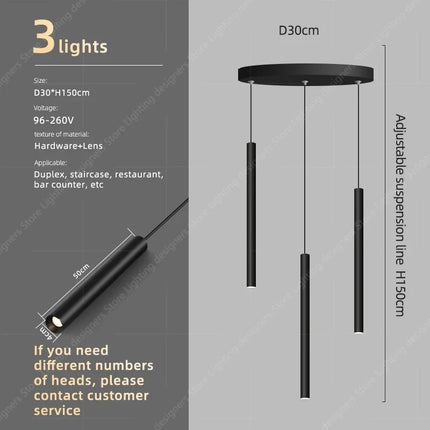 Suspension minimaliste en cristal pour escalier, lumière LED moderne