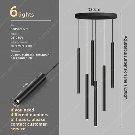 Suspension minimaliste en cristal pour escalier, lumière LED moderne