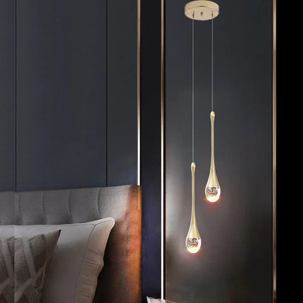 Suspension moderne en cristal K9 doré LED, lumière chaude et réglable