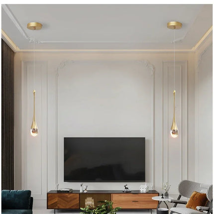 Suspension moderne en cristal K9 doré LED, lumière chaude et réglable