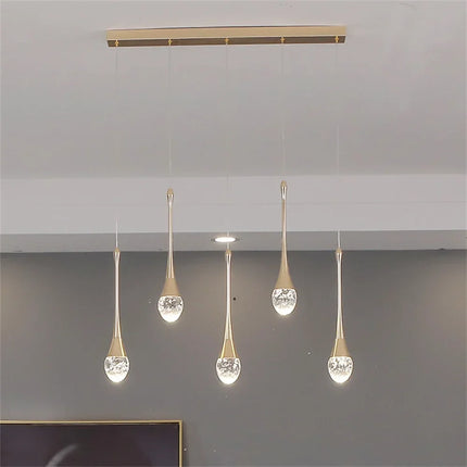 Suspension moderne en cristal K9 doré LED, lumière chaude et réglable