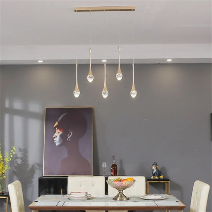 Suspension moderne en cristal K9 doré LED, lumière chaude et réglable