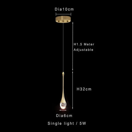 Suspension moderne en cristal K9 doré LED, lumière chaude et réglable