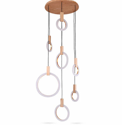 Suspension en bois massif design moderne pour salon et escalier