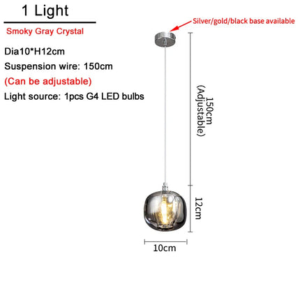 Suspension LED moderne en cristal K9, lumière chaude pour salon et salle à manger
