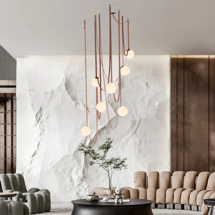 Suspension Art déco en verre blanc avec ampoules G9 pour intérieur élégant