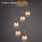 5 Lumières Ambre Glass / Sans ampoule