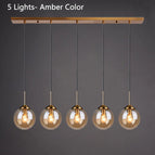 5 Lumières Ambre Glass 1 / Sans ampoule