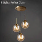 3 Lumières Ambre Glass 1 / Sans ampoule