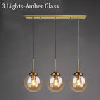 3 Lumières Ambre Glass / Sans ampoule