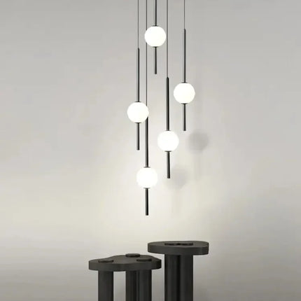 Suspension LED moderne pour escalier, lustre haute hauteur design métal