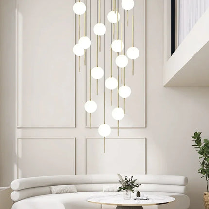 Suspension LED moderne pour escalier, lustre haute hauteur design métal
