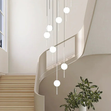 Suspension LED moderne pour escalier, lustre haute hauteur design métal